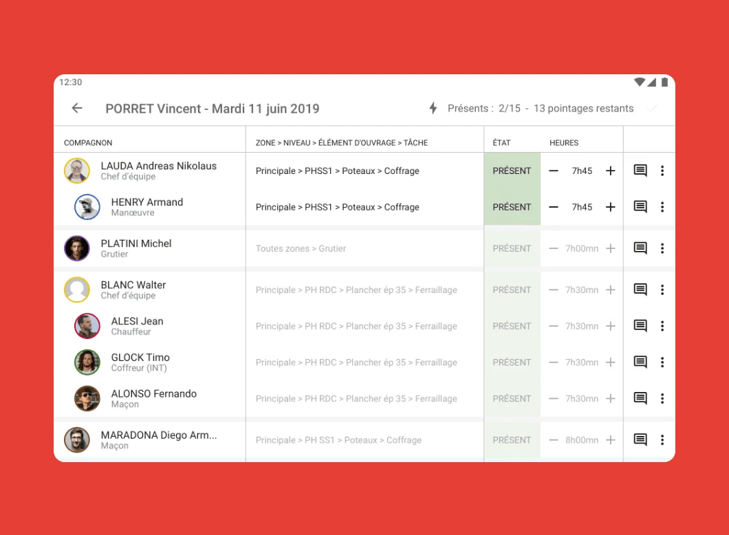 Pointage Compagnon : visuel du projet